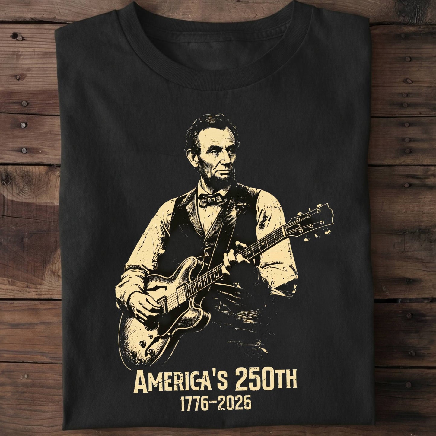 Abraham Lincoln Playing Semi Hollow Body Guitar America 250 - The Music Frontiers