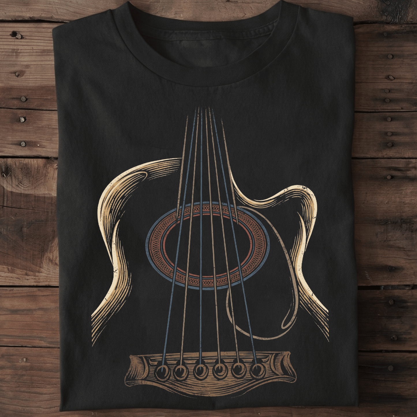 Abstract Acoustic Guitar Line Art T-shirt - The Music Frontiers