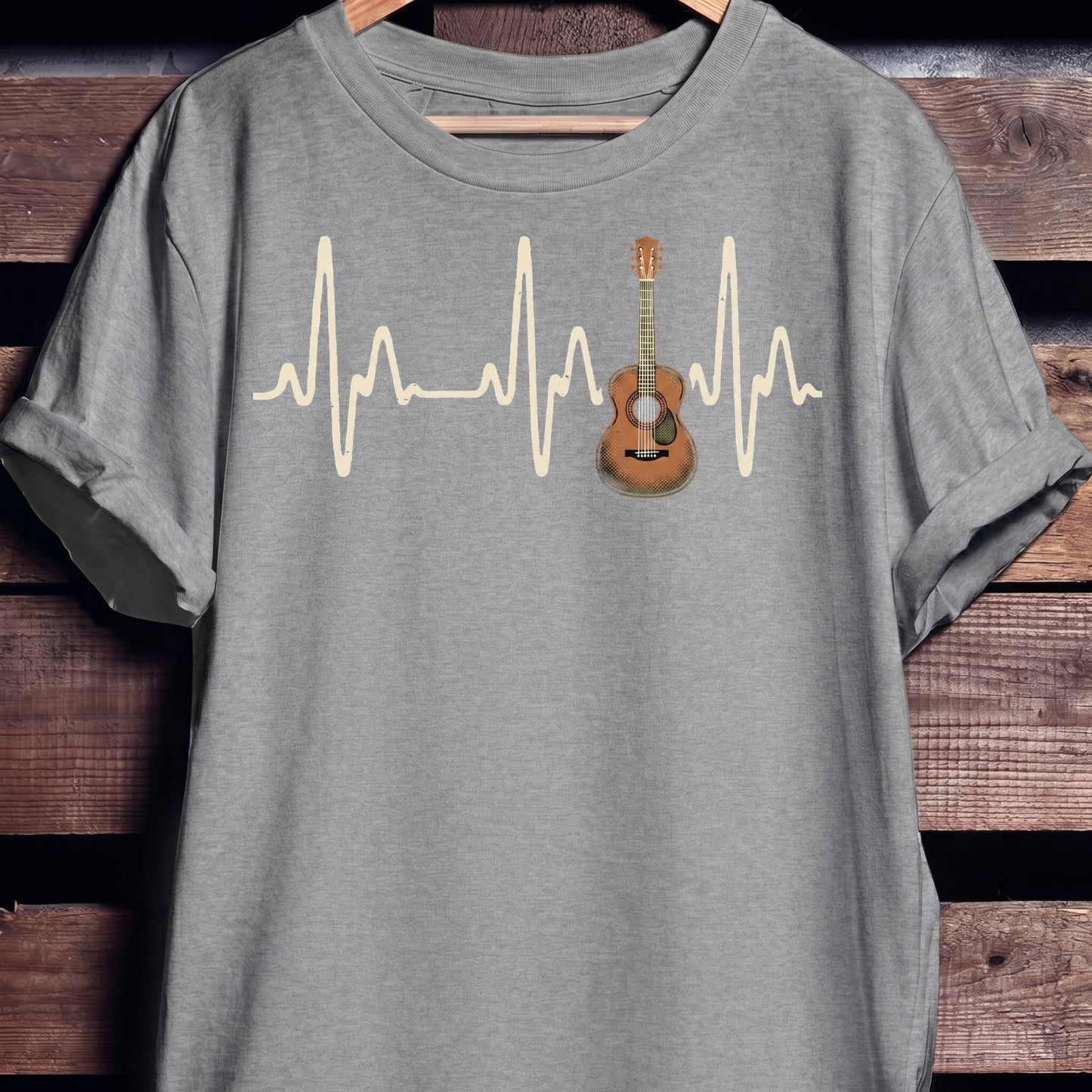 Acoustic Guitar Heartbeat Lifeline T-Shirt - The Music Frontiers