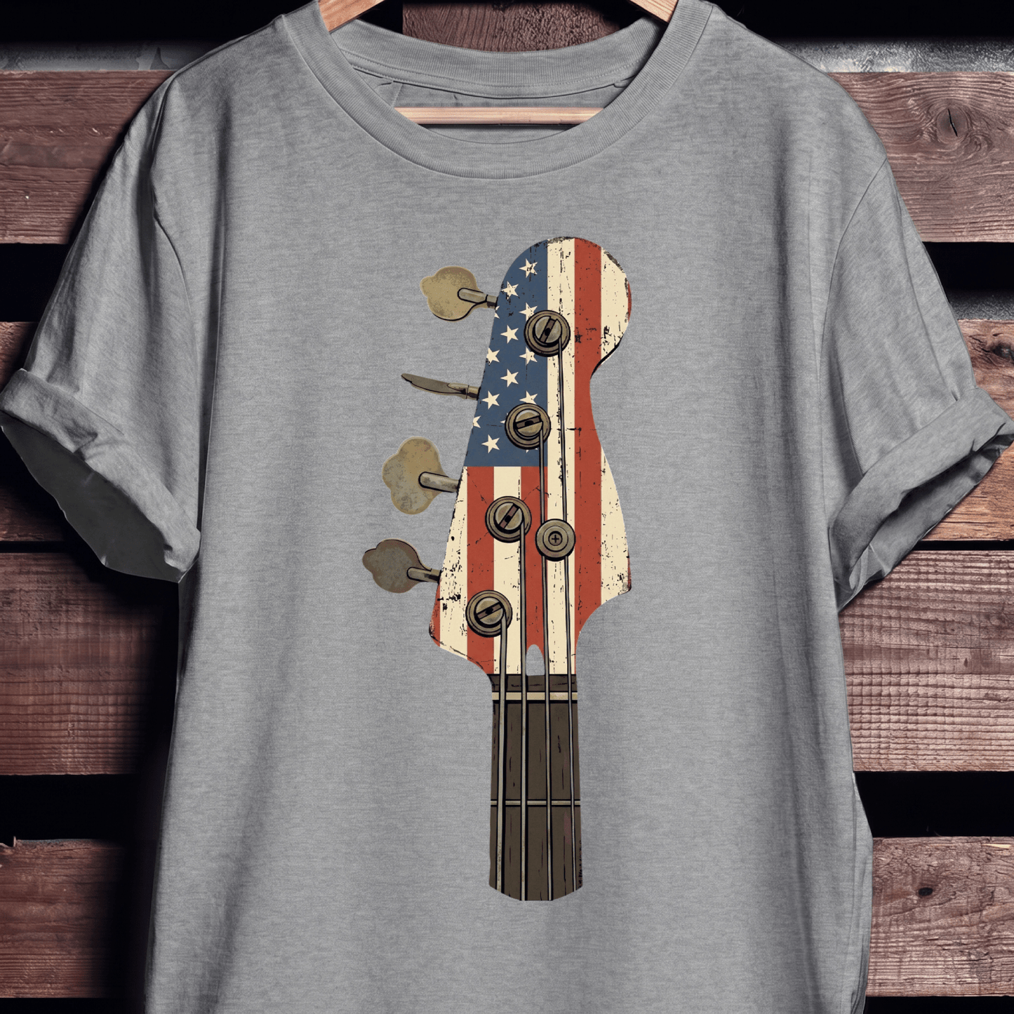 American Flag Bass Guitar Tee - The Music Frontiers