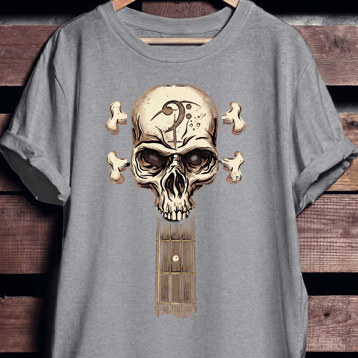 Bass Clef Skull Headstock Tee - The Music Frontiers