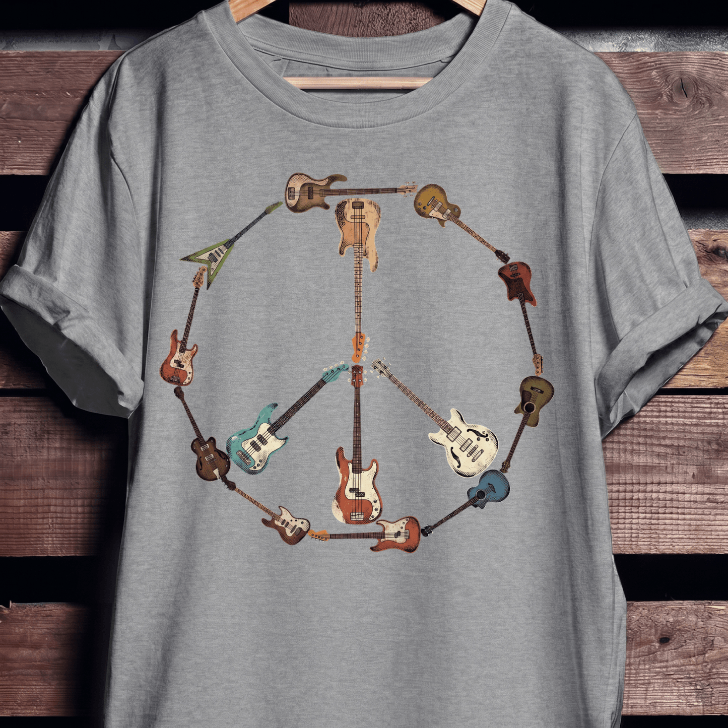 Bass Guitar Peace Sign Tee - The Music Frontiers