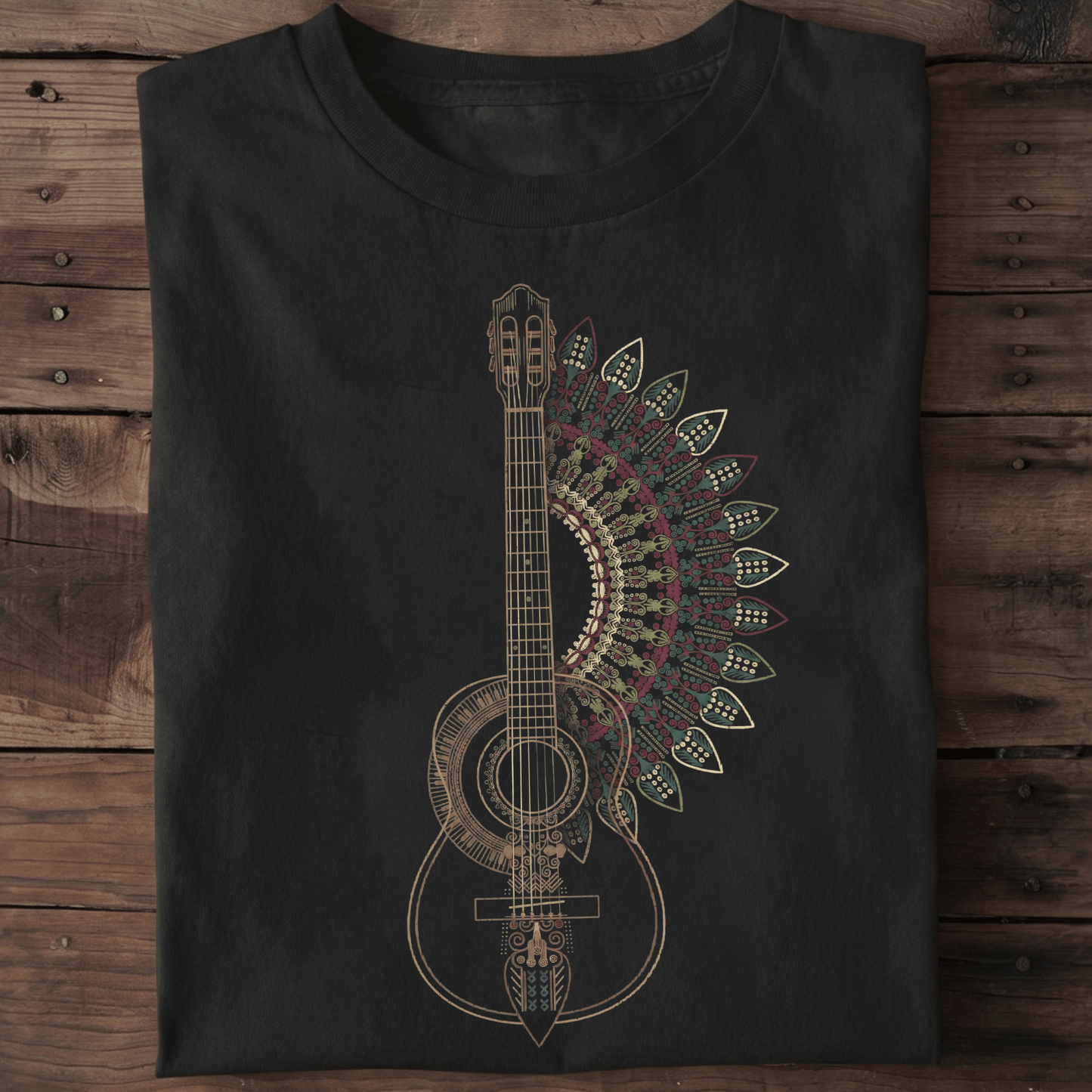 Boho Mandala Guitar T-shirt - The Music Frontiers