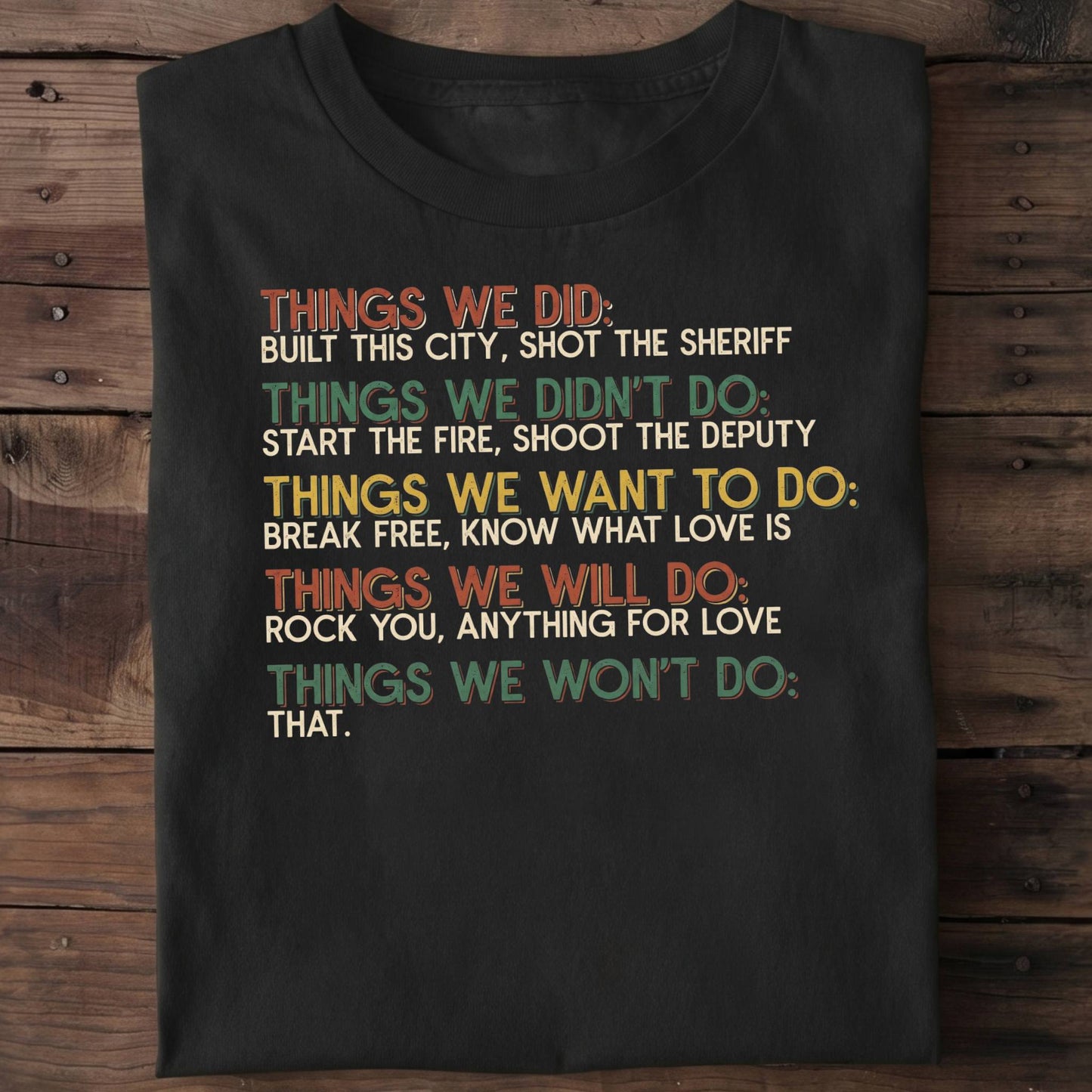 Classic Rock Lyrics List Tee