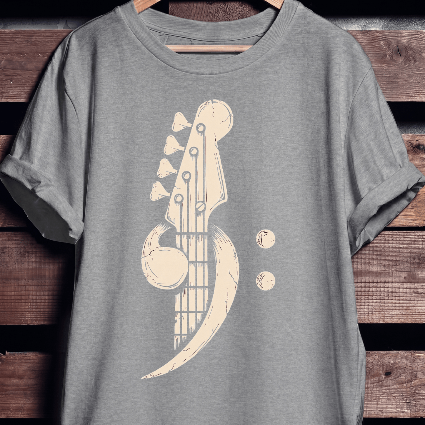 Distressed Bass Clef Headstock Tee - The Music Frontiers