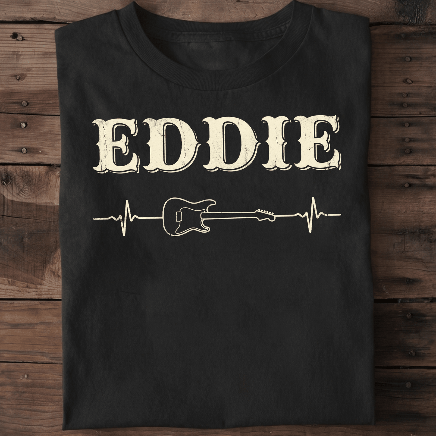 Eddie Guitar Heartbeat Lifeline Retro T-Shirt - The Music Frontiers