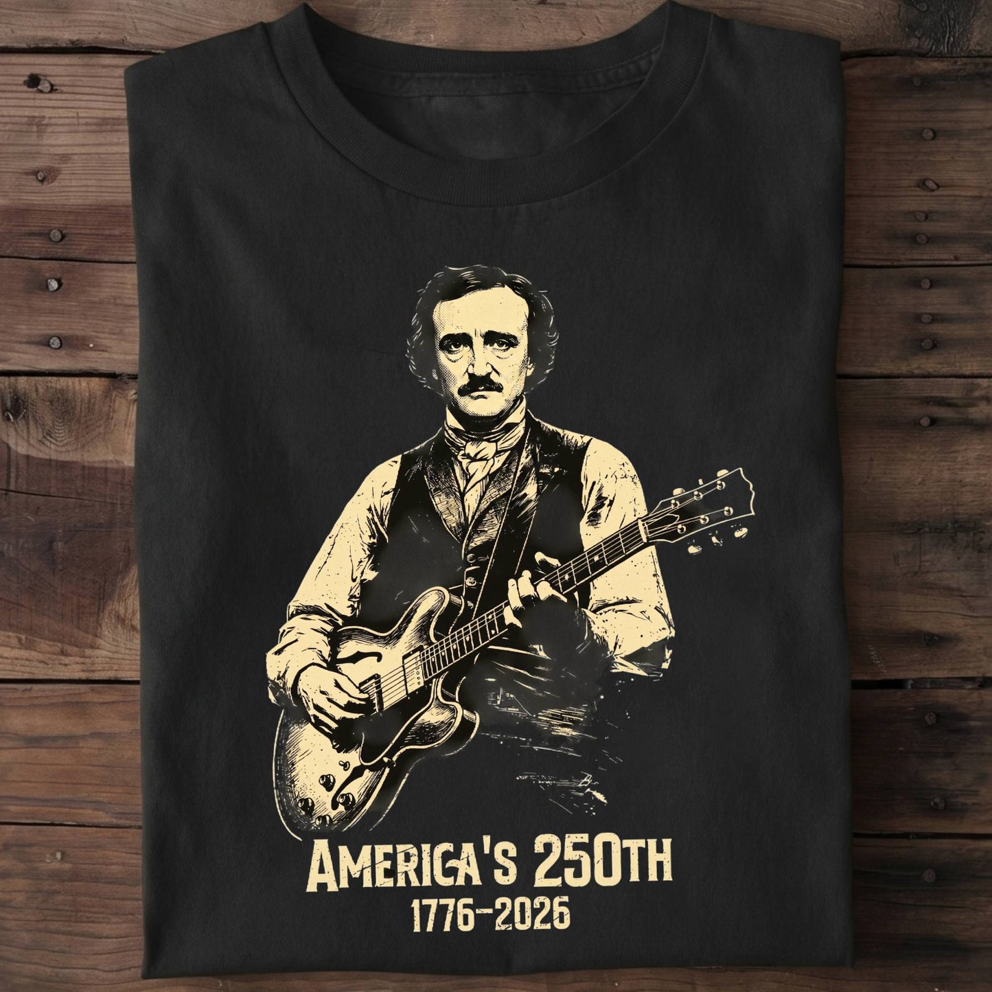 Edgar Allan Poe Playing Guitar America 250 - The Music Frontiers
