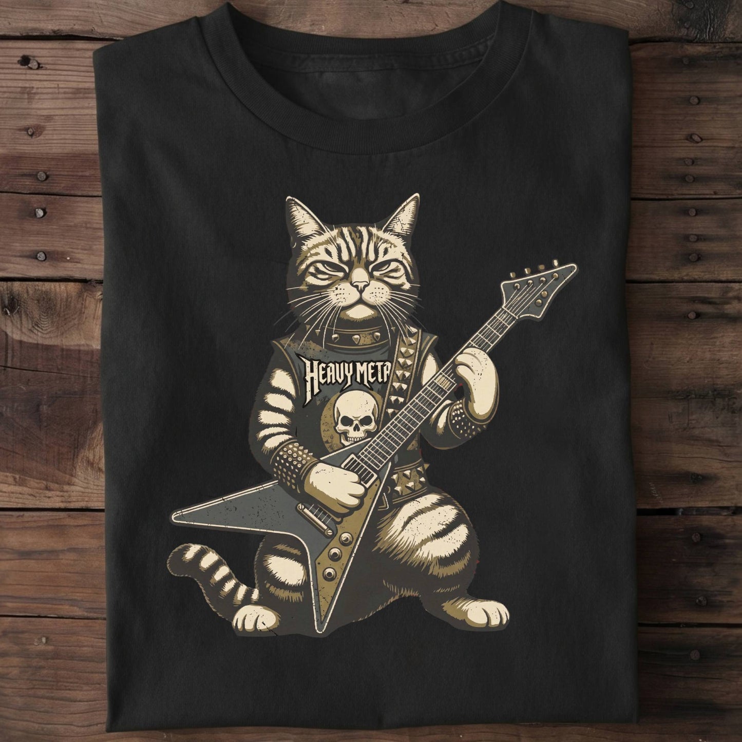 Heavy Metal Cat Bassist Tee - The Music Frontiers