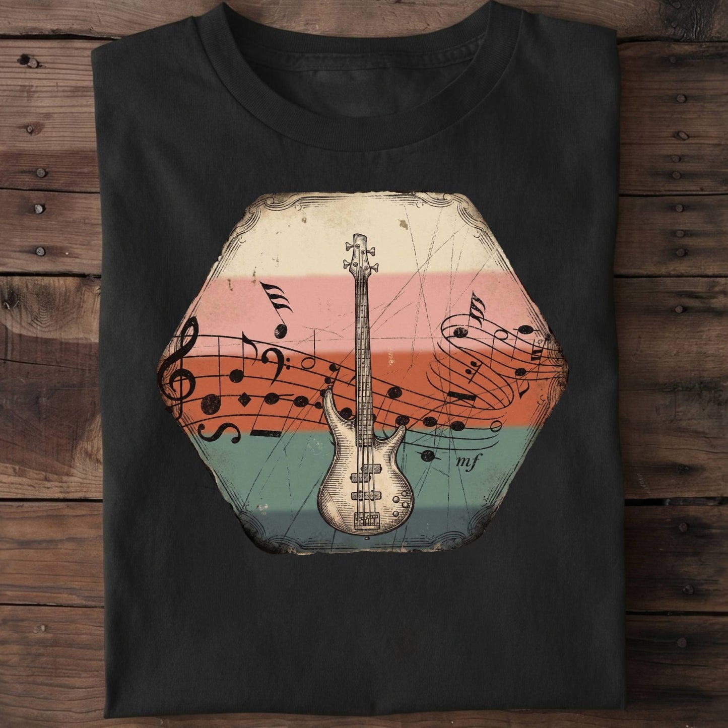 Music Notes Bass Guitar Tee - The Music Frontiers