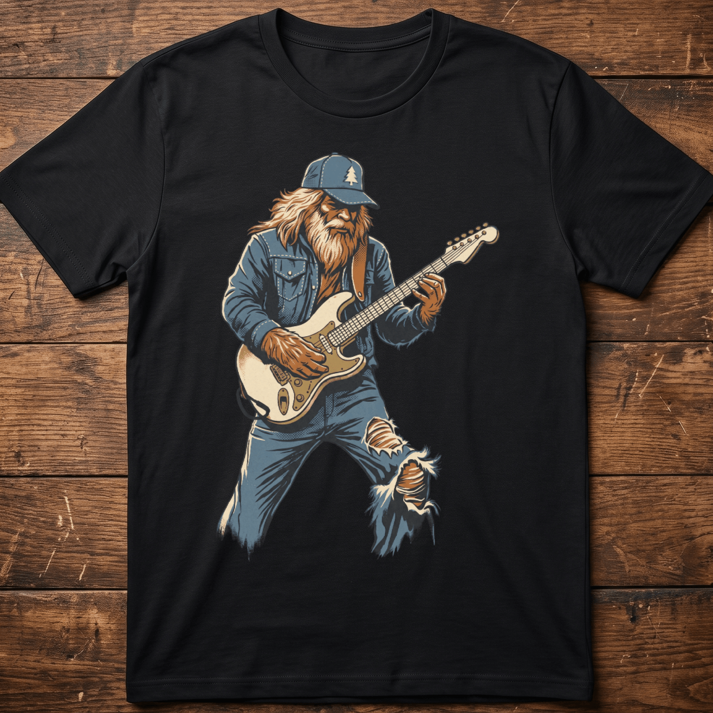 Old Man Rocker Denim Jacket Electric Guitar Design - The Music Frontiers