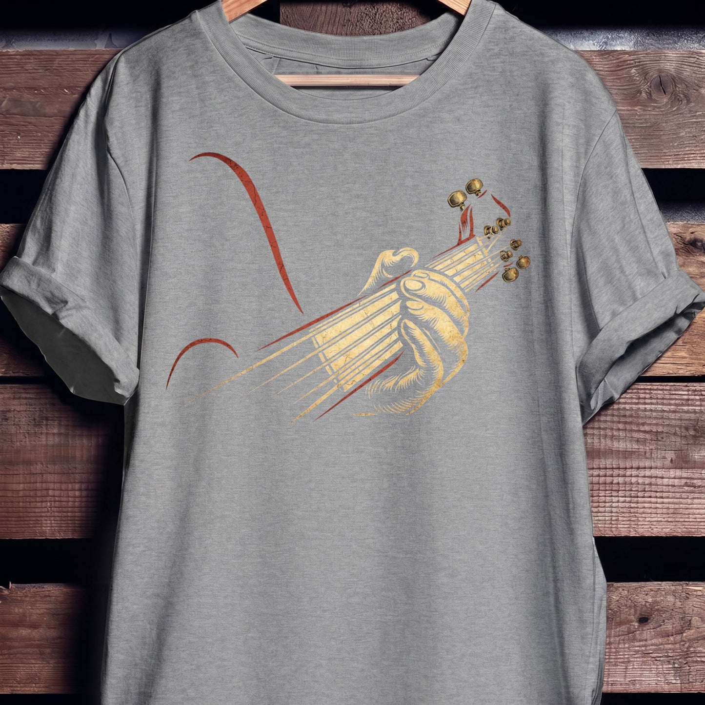 Retro Fretboard Guitarist Hand Tee - The Music Frontiers