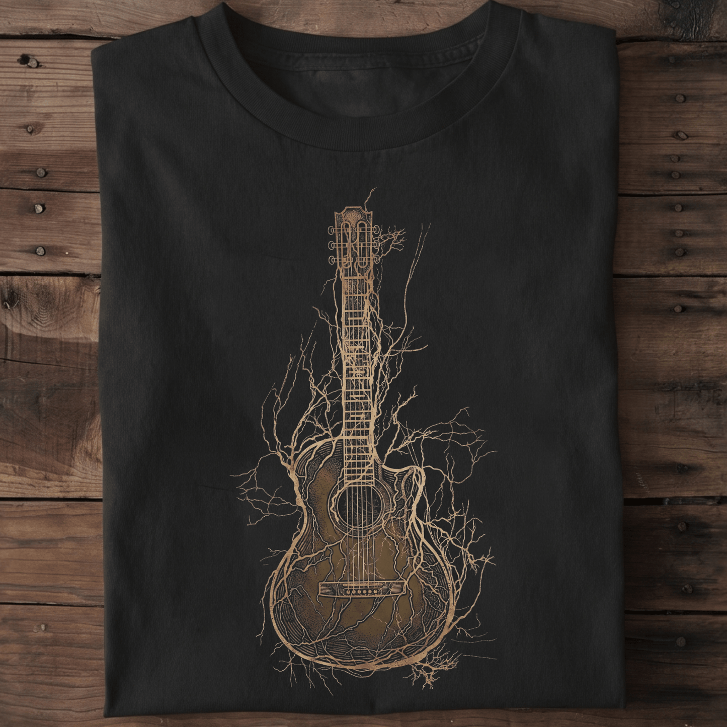 Rooted Acoustic Guitar Nature Tee - The Music Frontiers