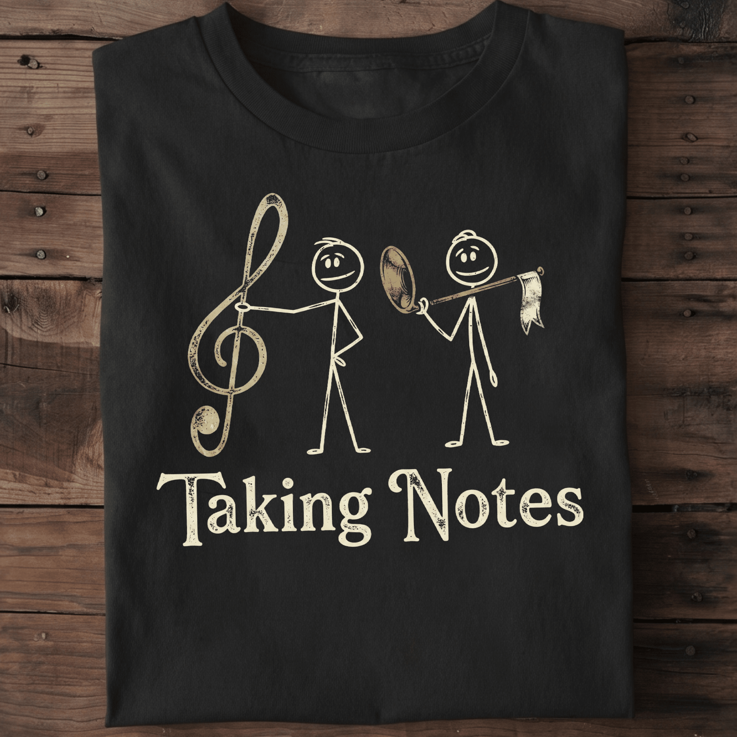 Taking Notes Funny Music Pun Stick Figures T-Shirt - The Music Frontiers