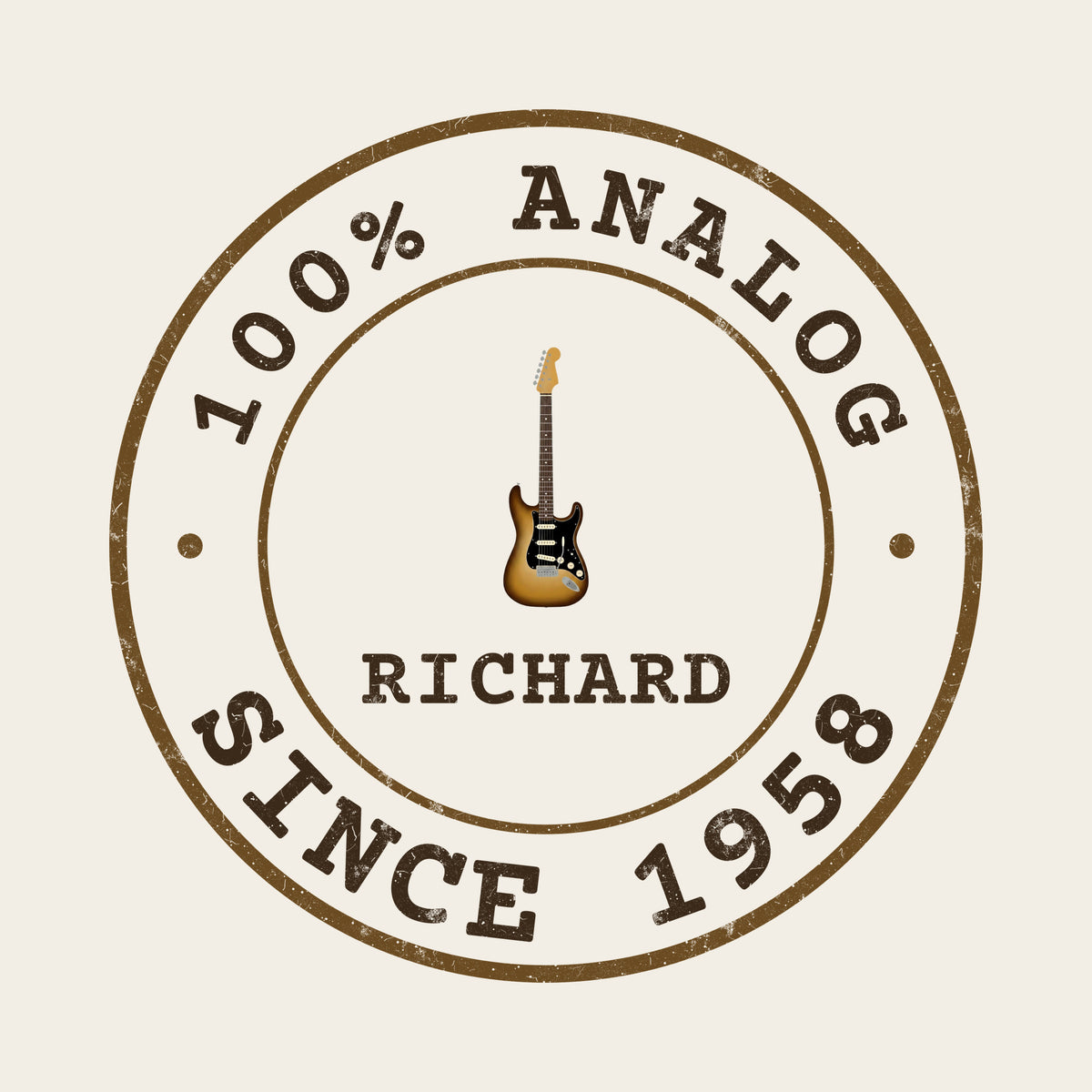 100% Analog Since Year Retro Badge design artwork on its own, personalized with your details