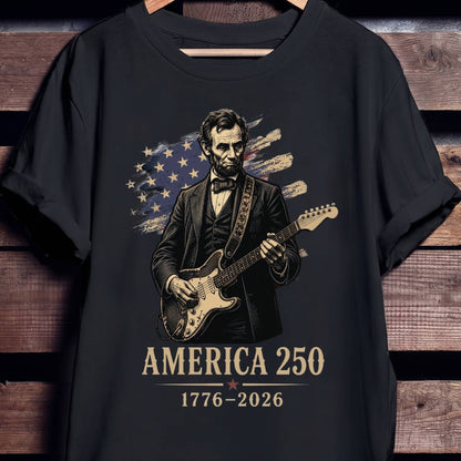 Abraham Lincoln Playing Fender Stratocaster Guitar America 250th - The Music Frontiers