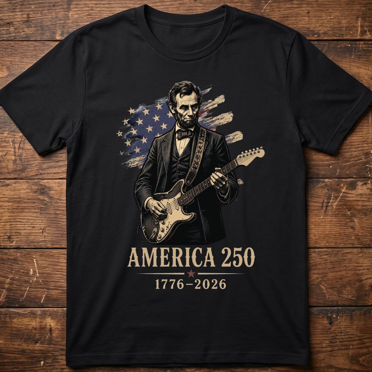 Abraham Lincoln Playing Fender Stratocaster Guitar America 250th - The Music Frontiers