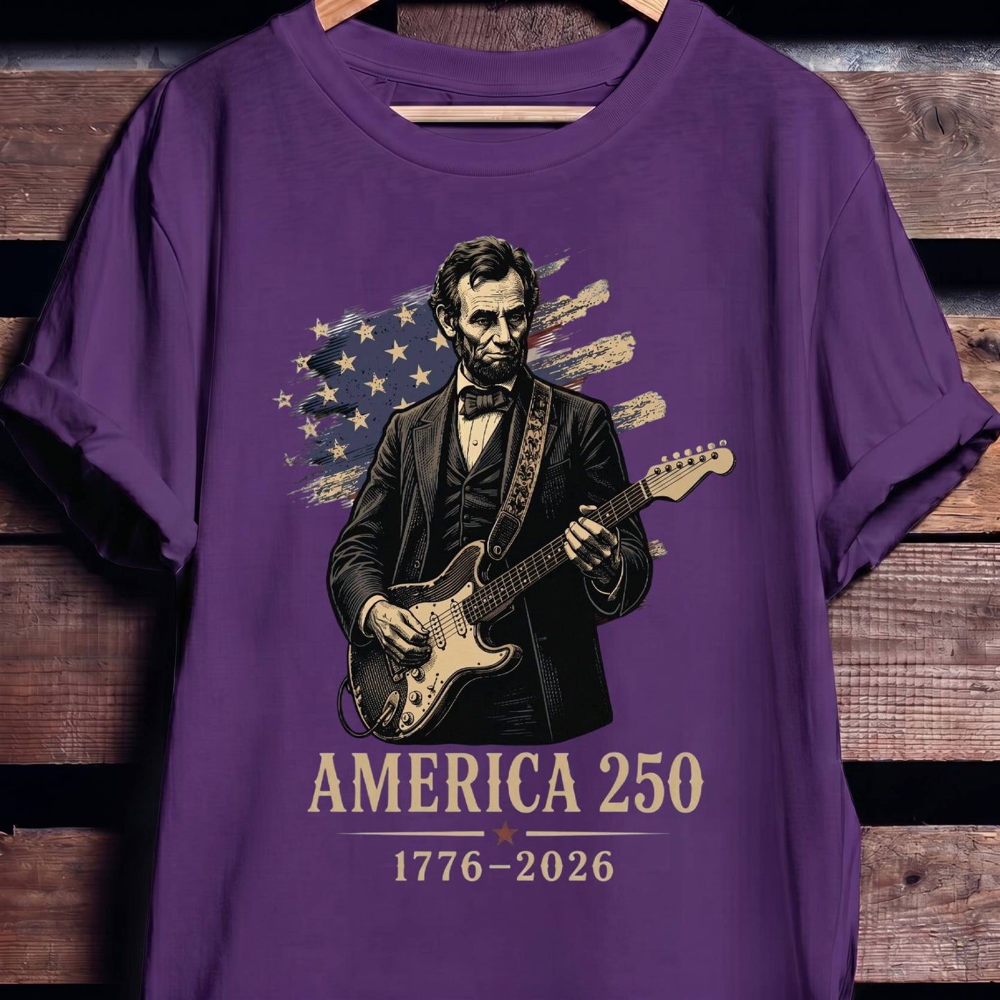Abraham Lincoln Playing Fender Stratocaster Guitar America 250th - The Music Frontiers
