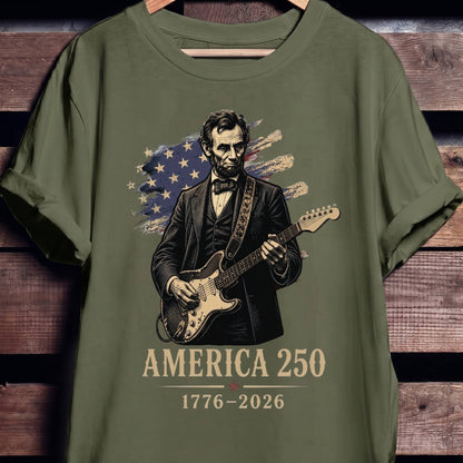 Abraham Lincoln Playing Fender Stratocaster Guitar America 250th - The Music Frontiers