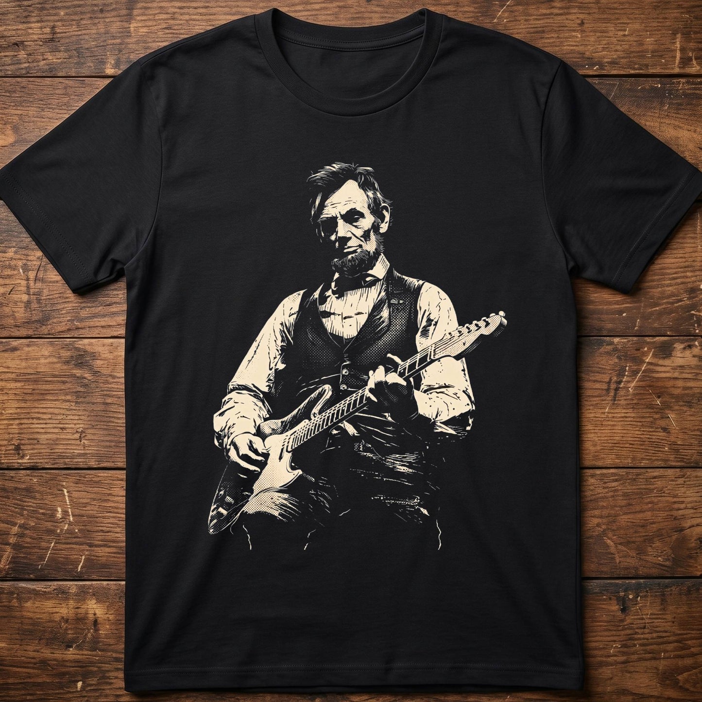 Abraham Lincoln Playing Fender Stratocaster Guitar Clean Art - The Music Frontiers