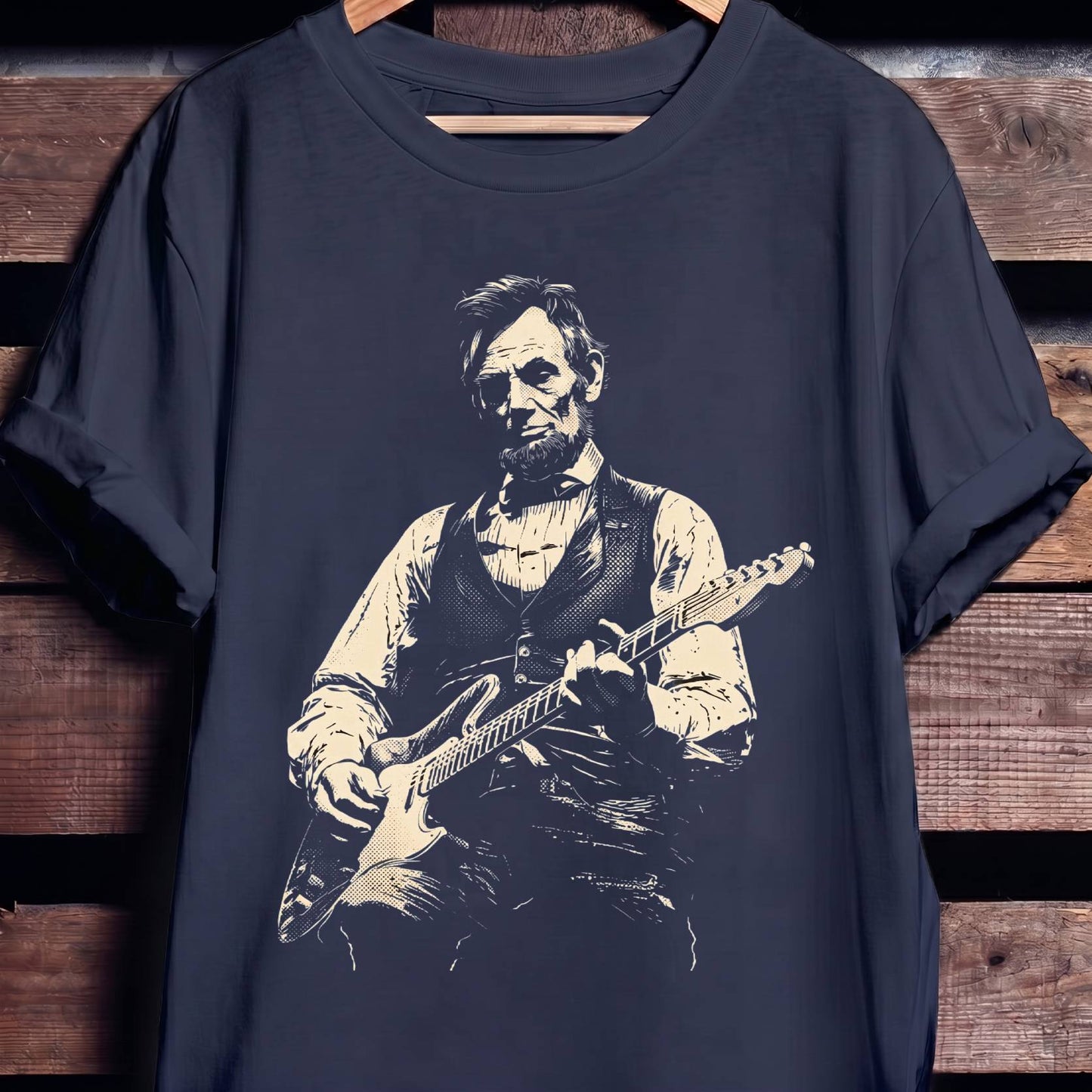 Abraham Lincoln Playing Fender Stratocaster Guitar Clean Art - The Music Frontiers