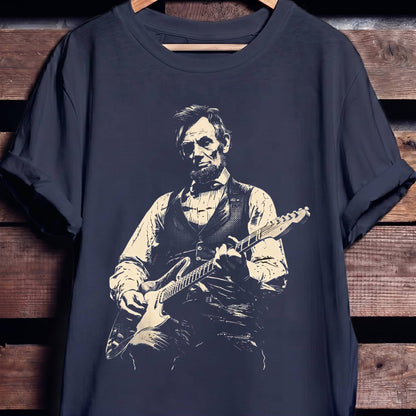 Abraham Lincoln Playing Fender Stratocaster Guitar Clean Art - The Music Frontiers