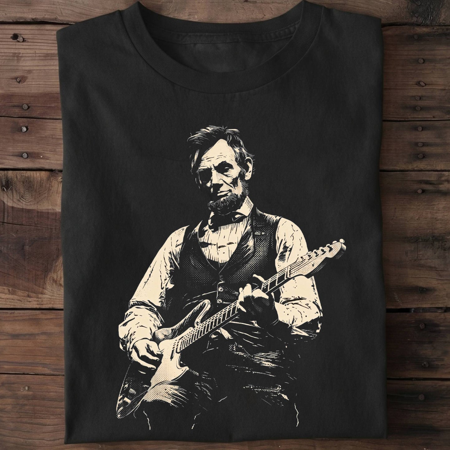 Abraham Lincoln Playing Fender Stratocaster Guitar Clean Art - The Music Frontiers