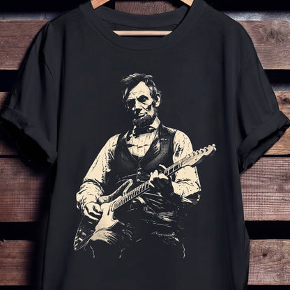 Abraham Lincoln Playing Fender Stratocaster Guitar Clean Art - The Music Frontiers