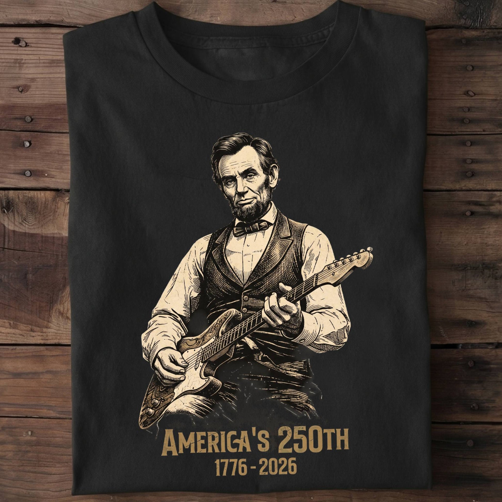 Abraham Lincoln Playing Guitar America 250 - The Music Frontiers
