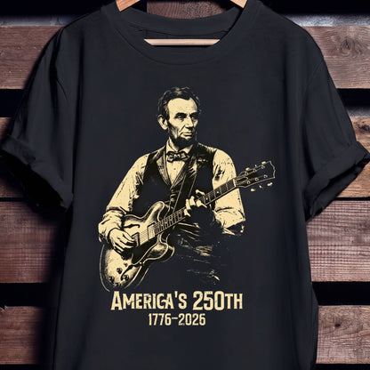 Abraham Lincoln Playing Semi Hollow Body Guitar America 250 - The Music Frontiers