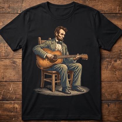 Abraham Lincoln Playing Acoustic Guitar T-Shirt - The Music Frontiers