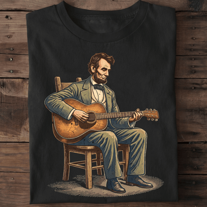 Abraham Lincoln Playing Acoustic Guitar T-Shirt - The Music Frontiers