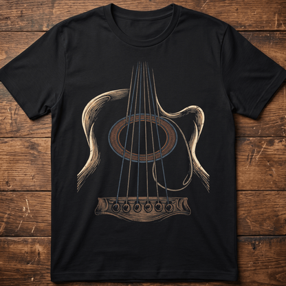 Abstract Acoustic Guitar Line Art T-shirt - The Music Frontiers