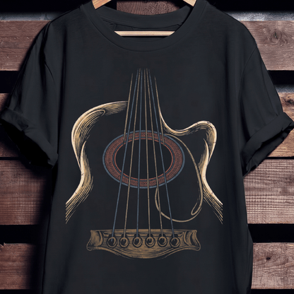 Abstract Acoustic Guitar Line Art T-shirt - The Music Frontiers
