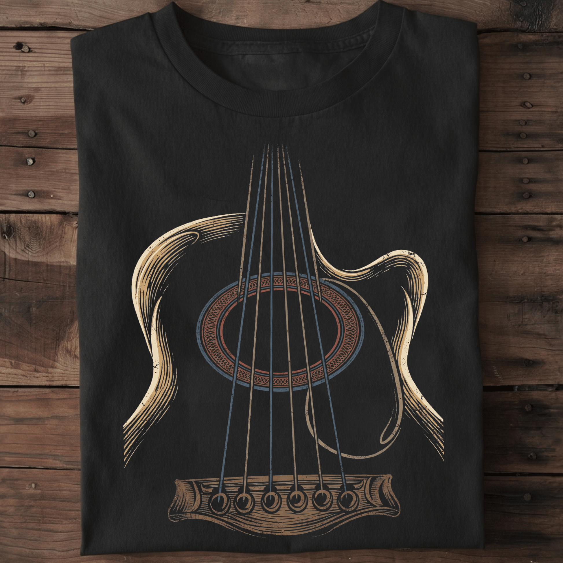 Abstract Acoustic Guitar Line Art T-shirt - The Music Frontiers