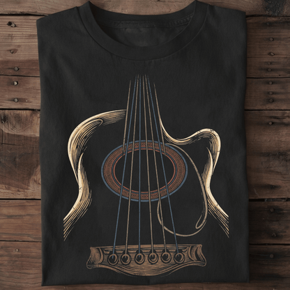 Abstract Acoustic Guitar Line Art T-shirt - The Music Frontiers