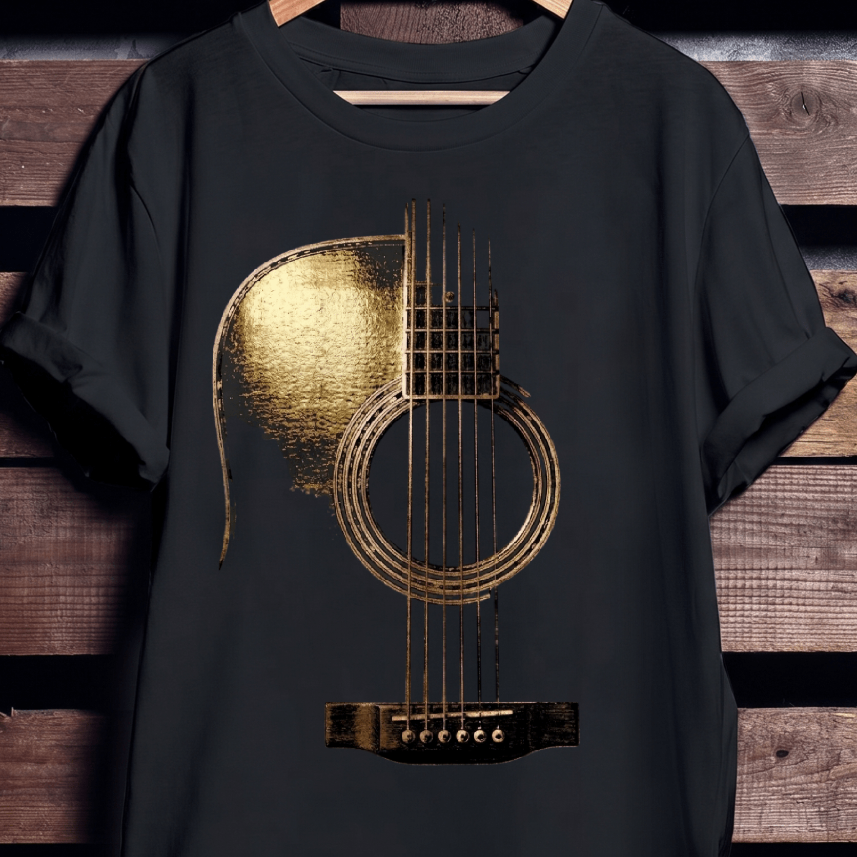 Abstract Acoustic Guitar Tee — Elegant Musician Shirt - The Music Frontiers