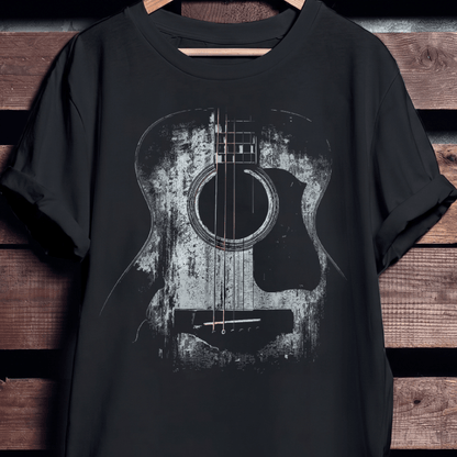 Abstract Grunge Acoustic Guitar Dark Texture T-Shirt - The Music Frontiers