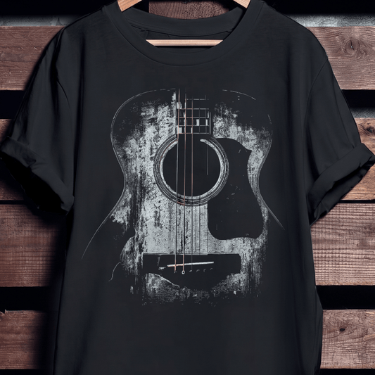 Abstract Grunge Acoustic Guitar Dark Texture T-Shirt - The Music Frontiers