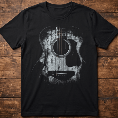 Abstract Grunge Acoustic Guitar Dark Texture T-Shirt - The Music Frontiers