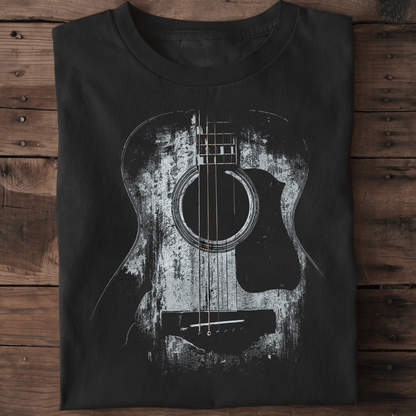 Abstract Grunge Acoustic Guitar Dark Texture T-Shirt - The Music Frontiers