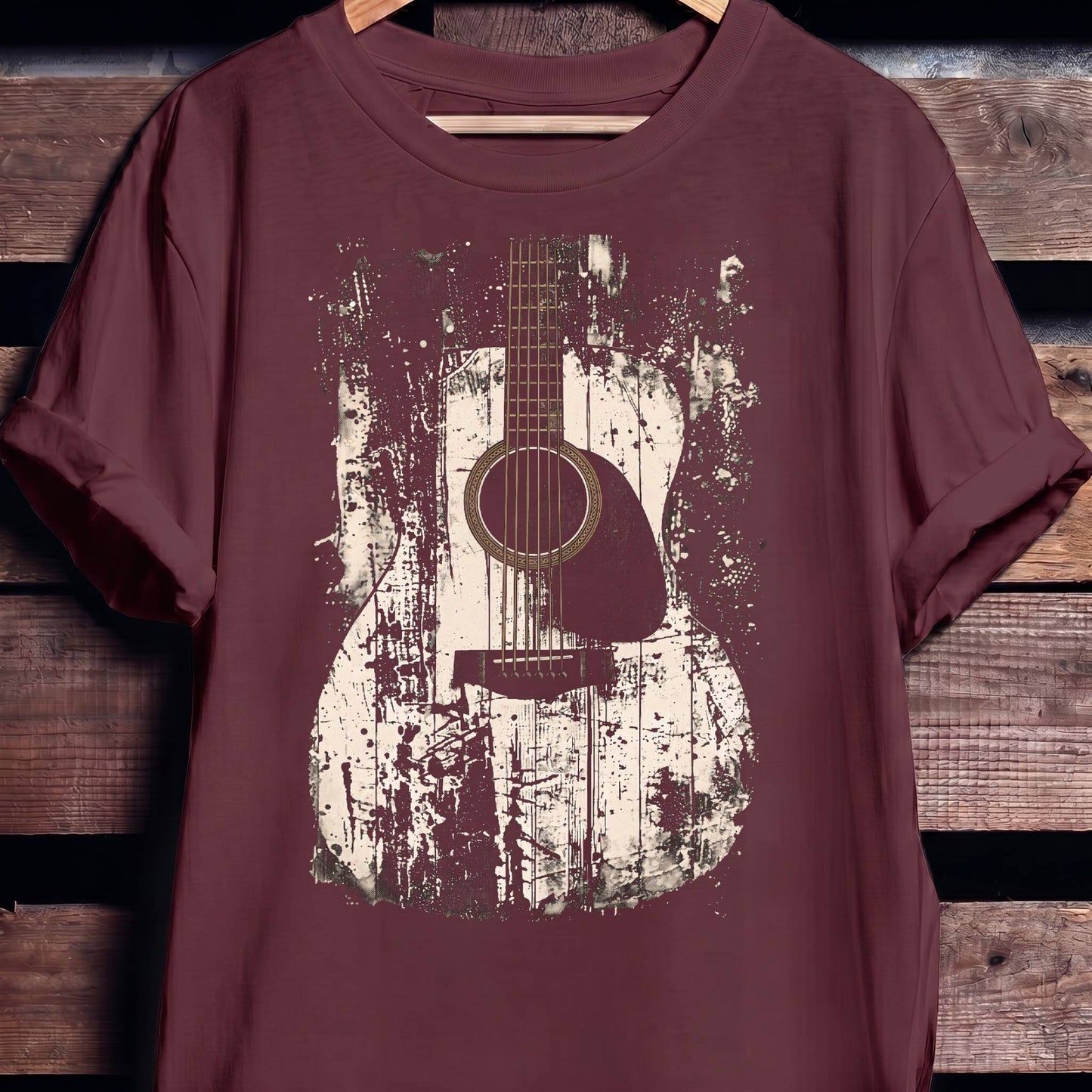Abstract Grunge Acoustic Guitar Splatter T-Shirt - The Music Frontiers