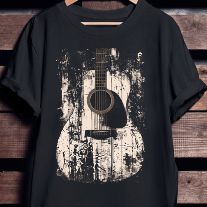 Abstract Grunge Acoustic Guitar Splatter T-Shirt - The Music Frontiers