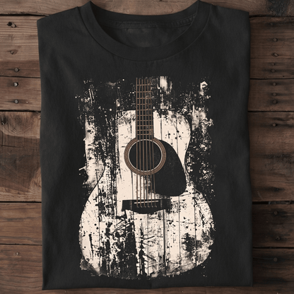 Abstract Grunge Acoustic Guitar Splatter T-Shirt - The Music Frontiers