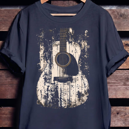 Abstract Grunge Acoustic Guitar Splatter T-Shirt - The Music Frontiers