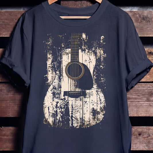 Abstract Grunge Acoustic Guitar Splatter T-Shirt - The Music Frontiers