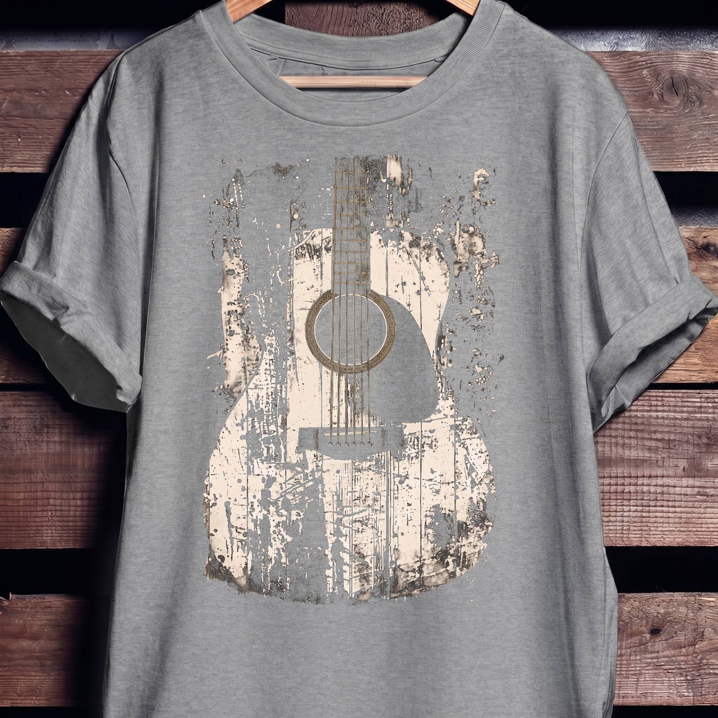 Abstract Grunge Acoustic Guitar Splatter T-Shirt - The Music Frontiers