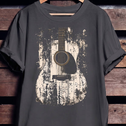 Abstract Grunge Acoustic Guitar Splatter T-Shirt - The Music Frontiers