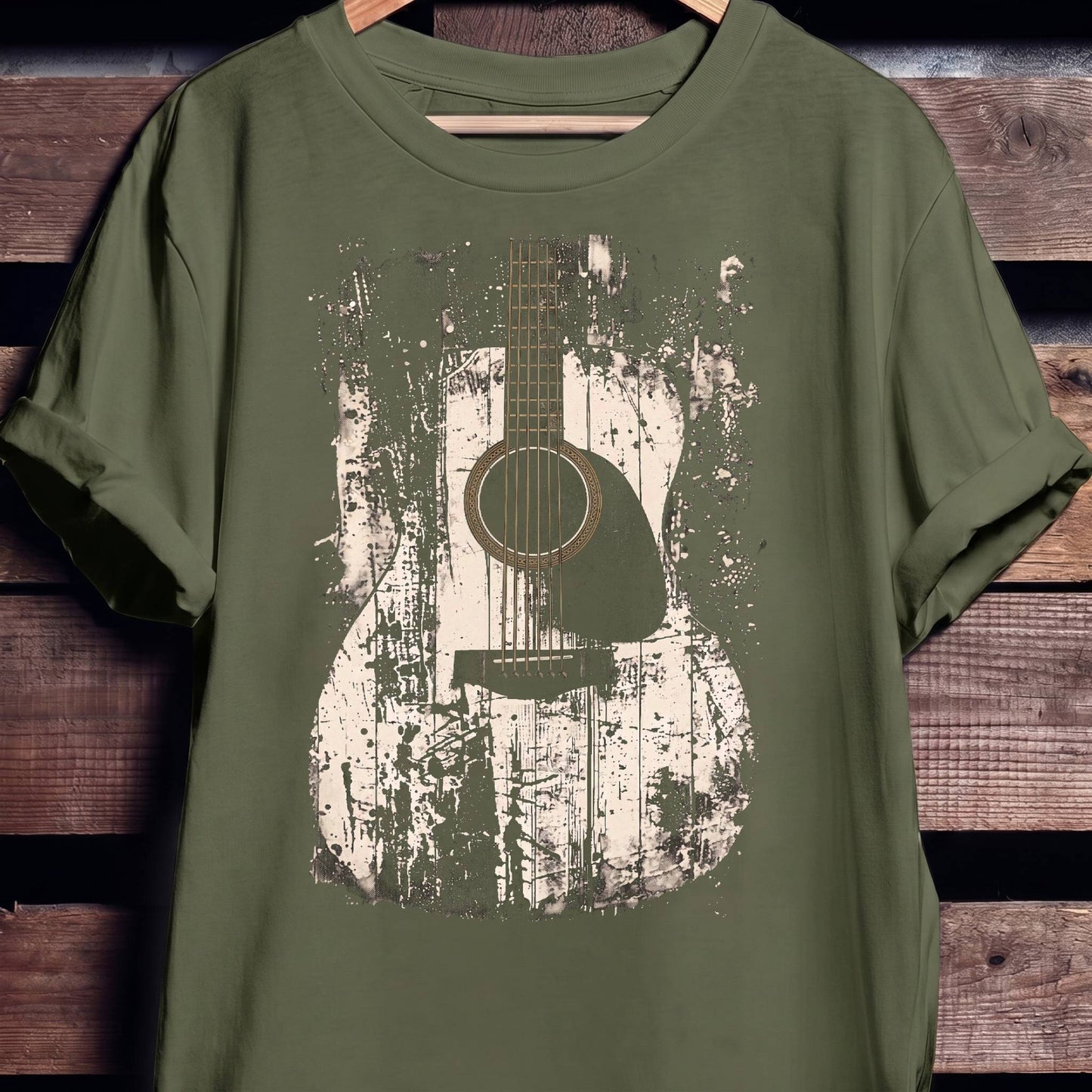 Abstract Grunge Acoustic Guitar Splatter T-Shirt - The Music Frontiers