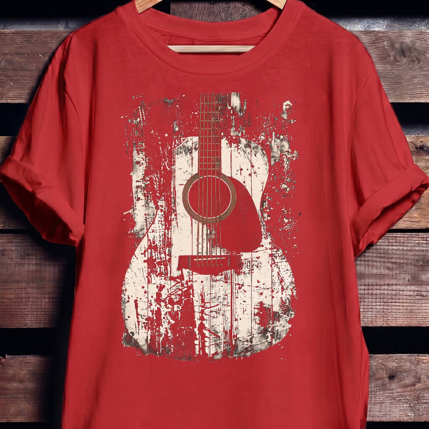 Abstract Grunge Acoustic Guitar Splatter T-Shirt - The Music Frontiers