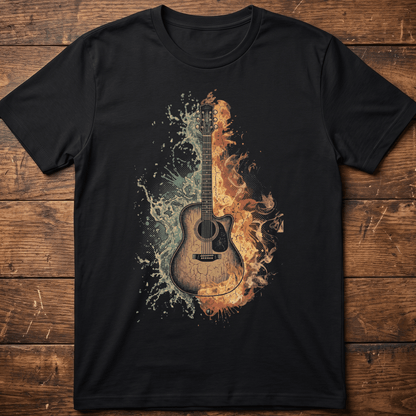 Acoustic Guitar Fire and Water T-shirt - The Music Frontiers
